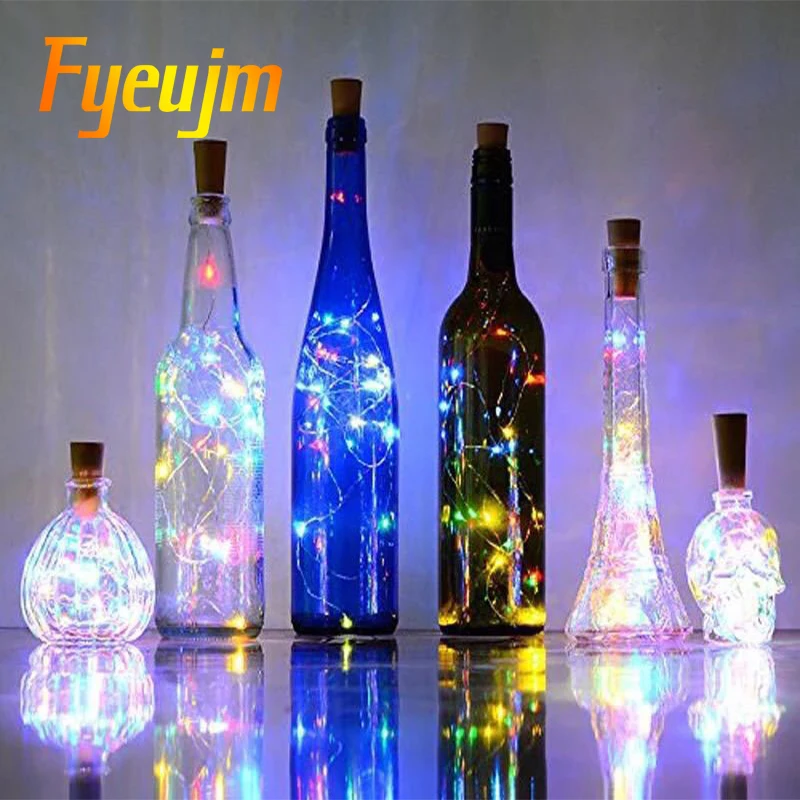

1-2m Led copper wire lamp Led lamp string plug wire Christmas lamp wine bottle cork lamp holiday lighting
