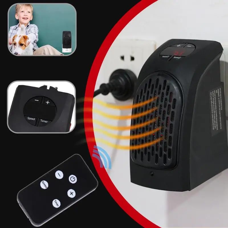 

Portable 400W Mini Fan Heater Electric Wall Warmer with Remote Control Sleeping Indoor Heater 2 Modes Adjustable Quick Heating