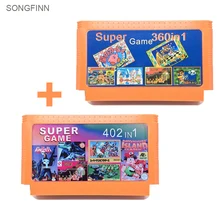 Горячая 2 шт. игровая Коллекция(402 в 1+ 360 в 1) 60 контактов игровой Картридж для 8 бит игровой консоли
