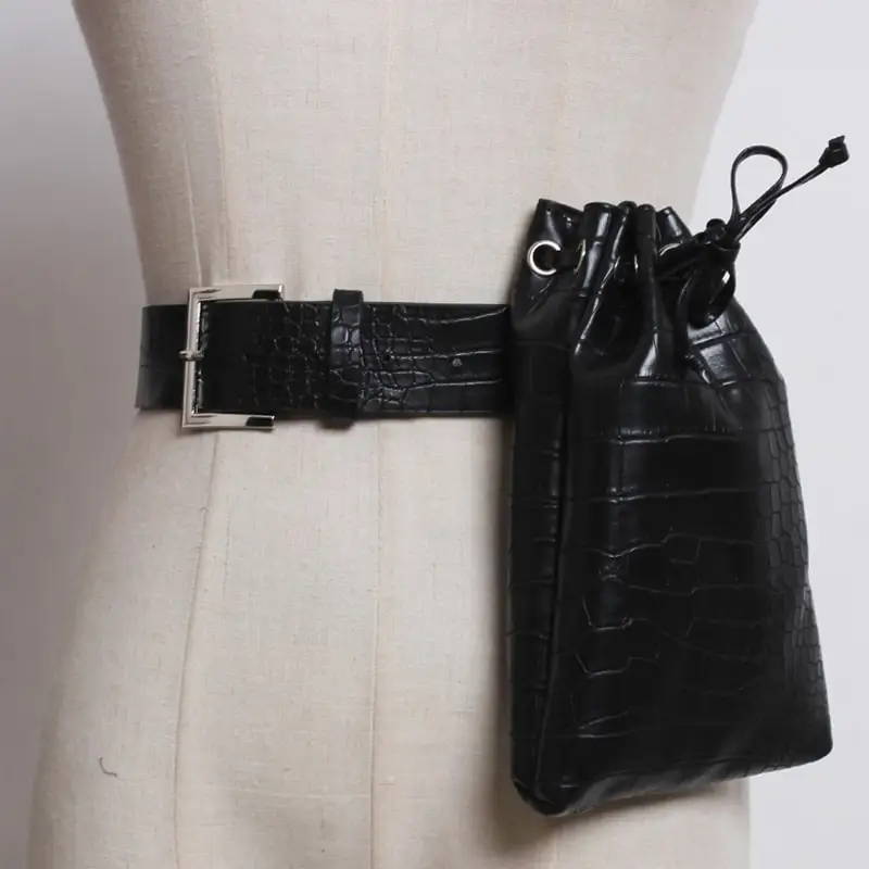 Змеиный принт поясная сумка ремни для женщин ремень с большим кошельком женский ремень Элегантная черная сумка ремень женские аксессуары - Цвет: Black