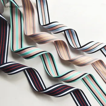 

Kewgarden Stripe Dyed Ribbons 1.5" 40mm Handmade Tape DIY Brooch Bowknot Flower Packing Satin Riband Webbing 5 Meters / lot