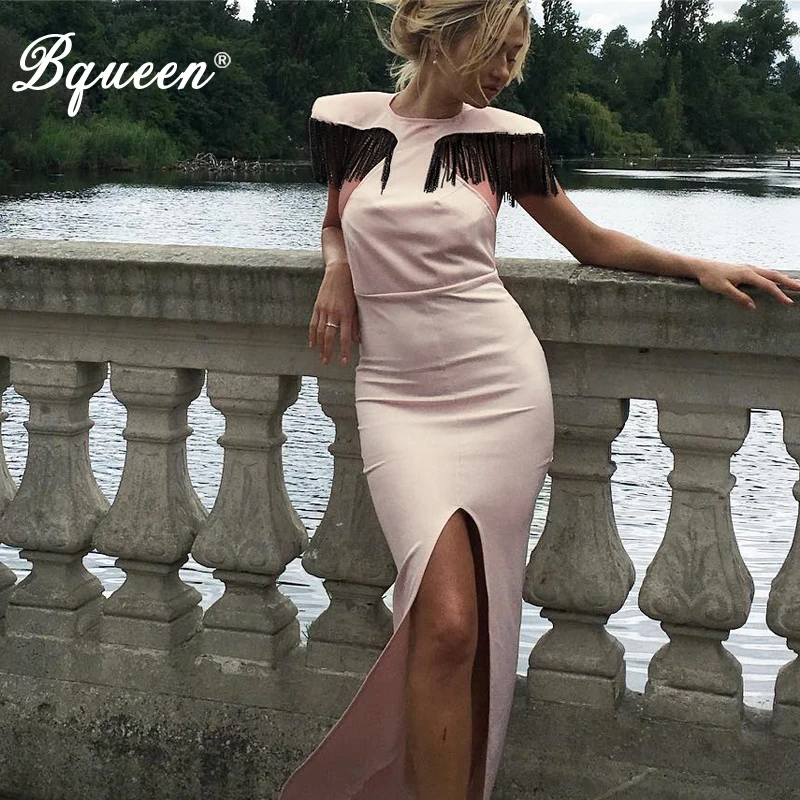 Женское короткое платье с круглым вырезом Bqueen облегающее до пола лето 2019|Платья| |