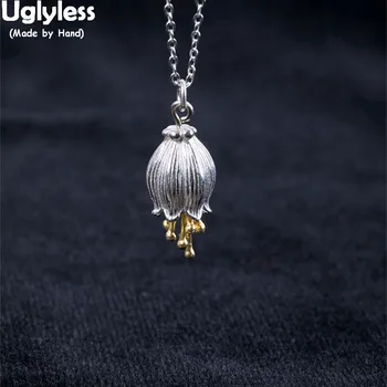 

Uglyless 100% Real 925 Sterling Silver Handmade Floral Necklaces for Women Lily of the valley Pendants with Chain Exotic Jewelry