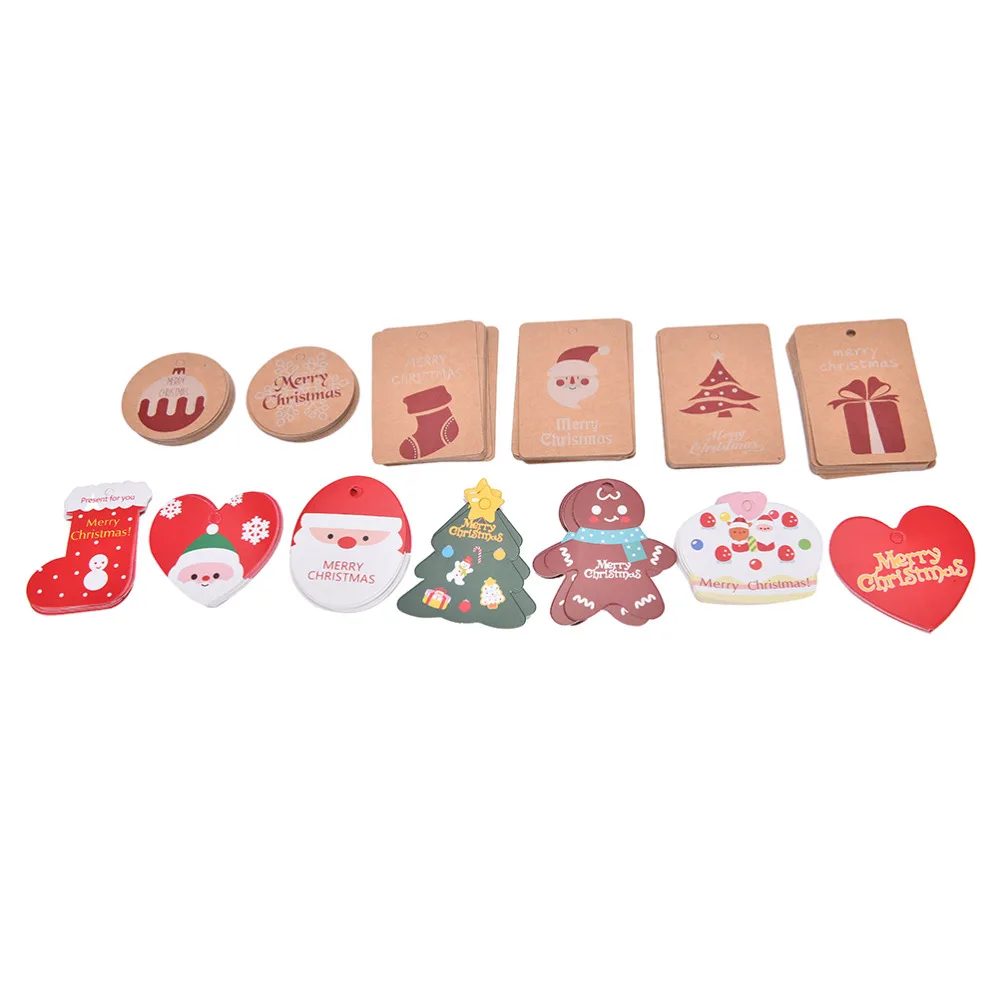 

10Pcs Vintage Tree Hanging Greeting Cards Postcards Message Card Santa Claus Tags Birthday Gifts christmas decorations for home