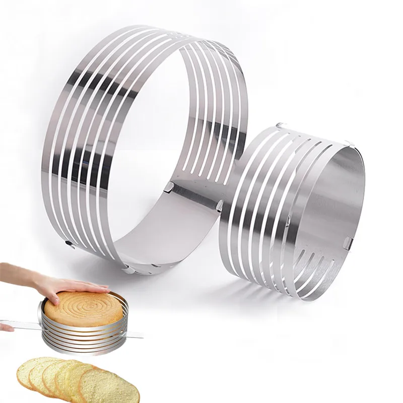 

Xmpromo Mousse Cake Mold Round for Baking Stainless Steel Mousse Ring Adjustable Cake Bread Cutter Slicer Mould