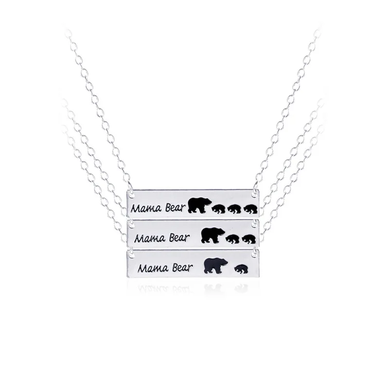 

New Trendy Gold/Silver Charm Alloy Female Jewelry Necklace Mama Bear and Kid Bear Pendant Mother's Day Mom Gift for Women