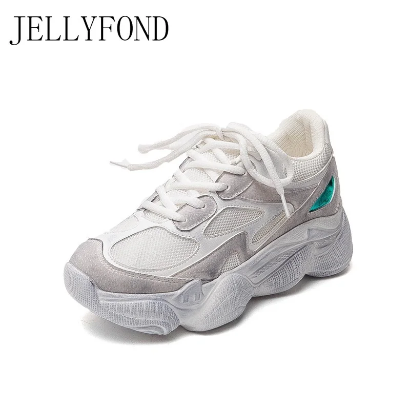 

JELLYFOND High Platform Sneakers Women Wedge Chunky Sneakers 2019 Casual Shoes Woman Breathable Trainers Ladies Zapatillas Mujer