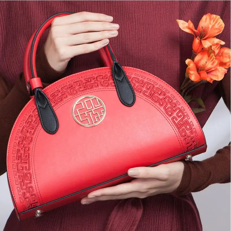Épaule Boulettes Mode Chinois Marques Sacs Sac De Red En Qualité Femmes Broderie Cuir Main À Ethniques Rouge 6xHWqzw11Z