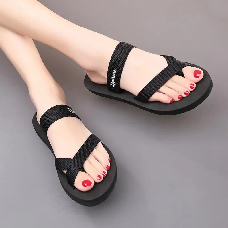 

2018 Unisex 36-44 Black Women's Couples Woven Sandals Beach Sandals Outdoor Slippers Summer Casual Flat Shoes