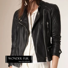 Новинка; стильная женская куртка из натуральной овчины; Лидер продаж; кожаная куртка с длинными рукавами и заклепками; современный дизайн; кожаная замшевая куртка