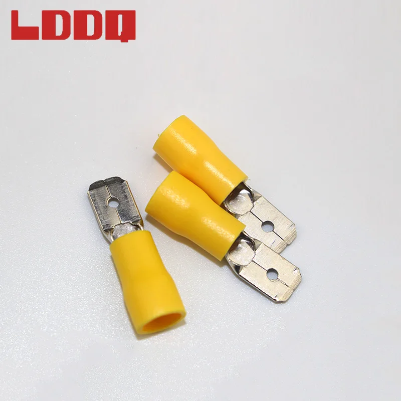 LDDQ 100 шт 12-10AWG Изолированная обжимная Клемма в форме лопатки желтый мужской Электрический провод Разъем Автомобильная аудиопроводка лучшая Акция