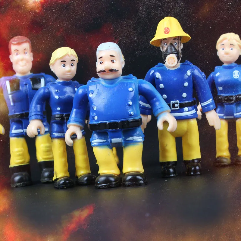 10PCS Lot Fireman Sam Action Figure Toys Cartoon Fire Man
