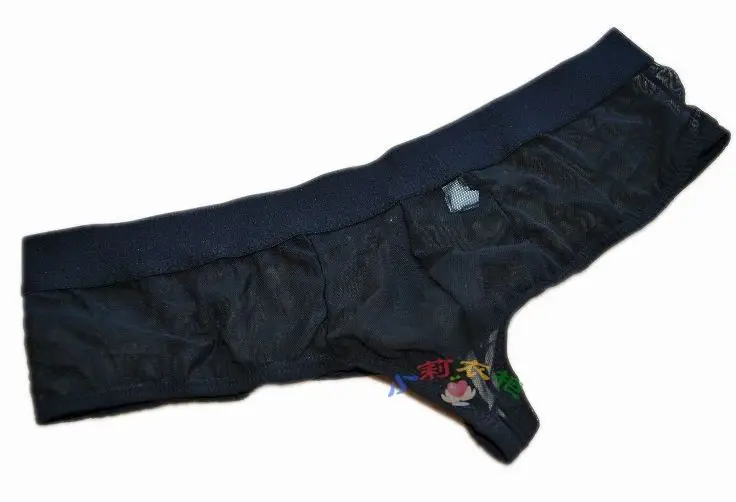 

Free shipping gay Men's Thong Male ultra-low-waisted thong gauze transparent small boxer panties sexy men's t gay men underwear