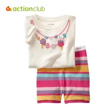 Actionclub 2016 Summer Kids Pajamas Suit Baby Boys Girls Clothing Set Children Sleepwear Nightgown Short Sleeve Shirt Pants Set