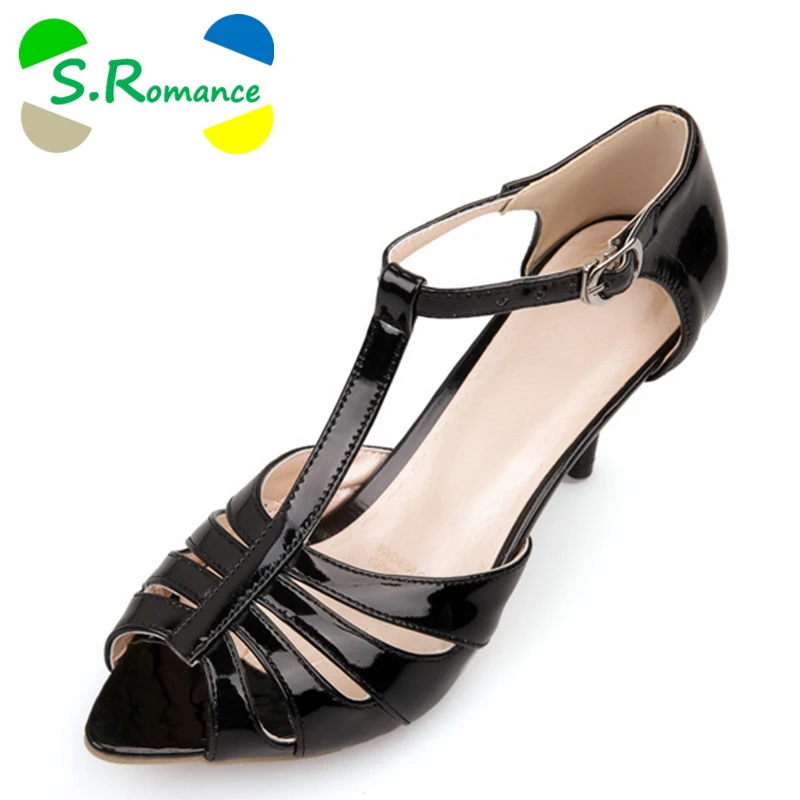 S.Romance Women Sandals Plus Size 33 46 Fashion Slip On PU