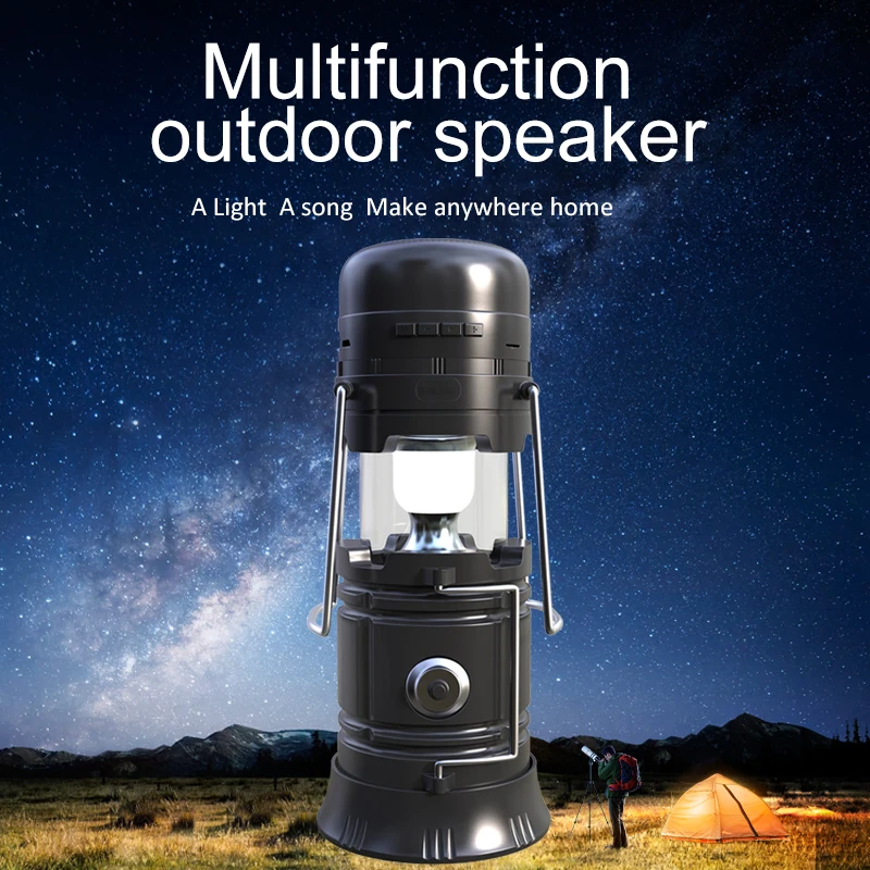

S22 Bluetooth 4.2 LED Outdoor Solar Camping Lamp Music Lantern Flashlight For Emergency Lighting USB Rechargeable 2018 Original