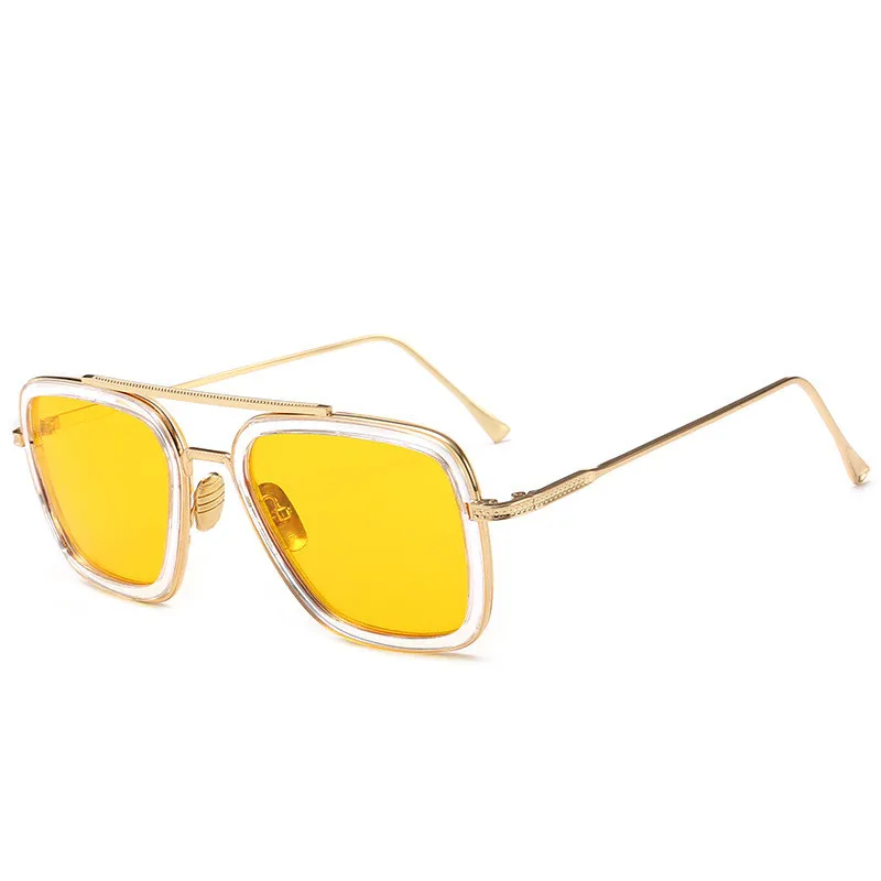 Квадратные винтажные Модные женские солнцезащитные очки, брендовые дизайнерские градиентные солнцезащитные очки, уличные мужские солнцезащитные очки Uv400 Oculos - Цвет линз: Yellow