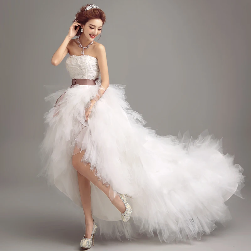 Short Tail Wedding Dresses Gallery Ssyfashion Sweet Wedding Dresses White Lace Flower Strapless Short