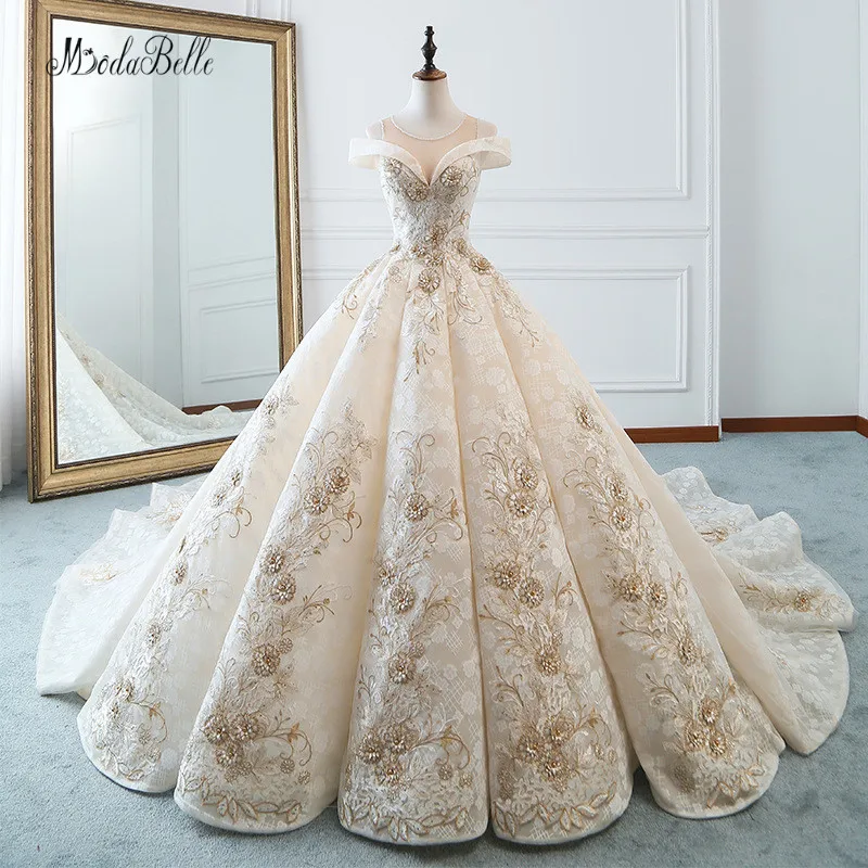 Свадебное платье modabelle с открытыми плечами и длинным шлейфом, кружевное бальное платье с аппликацией, свадебные платья, Robe Mariage