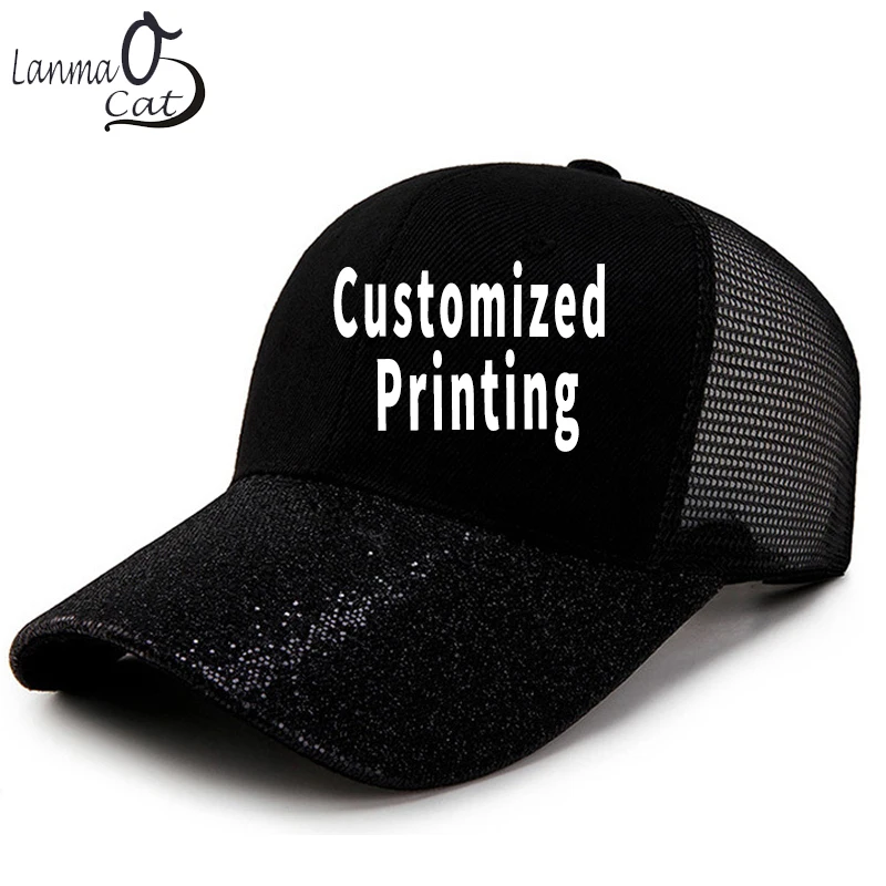 Lanmaocat блестящие бейсбольные кепки для женщин индивидуальный дизайн блестки бейсболка Мужская Женская Солнцезащитная Шляпа Бейсболка Кепка водителя грузовика