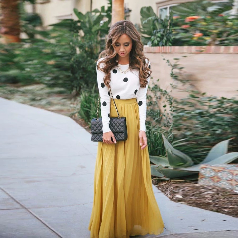 England Style Gold Color Long Pleated 