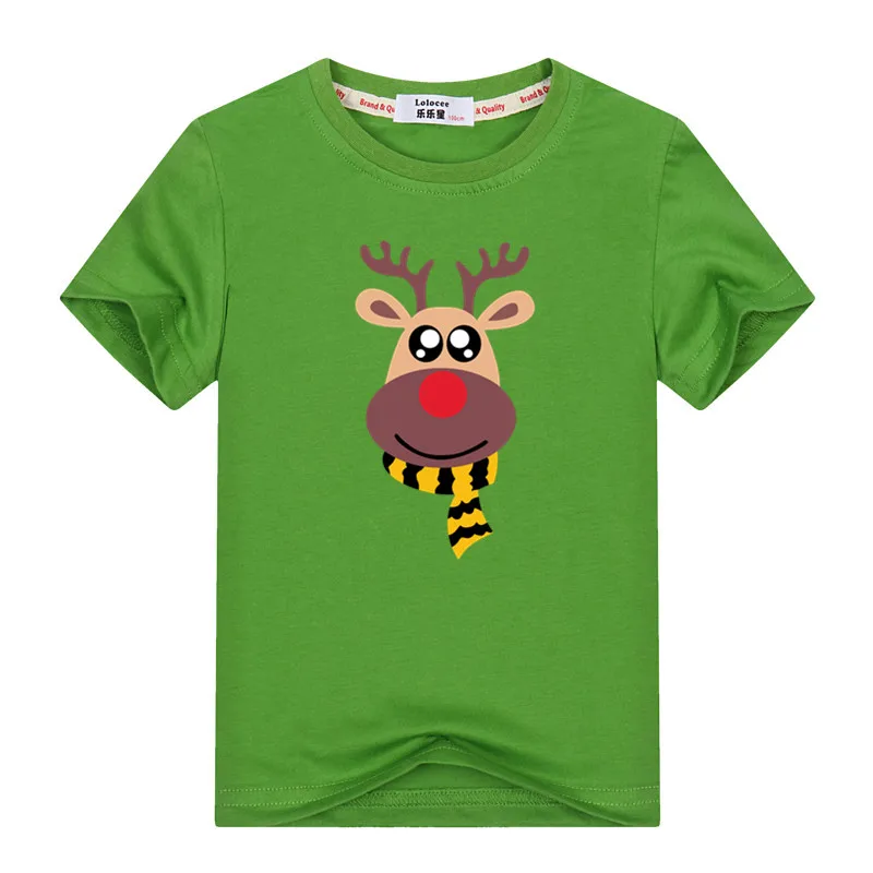 Одинаковые топы для мамы, папы и всей семьи; одежда для всей семьи с рождественским оленем для сына и дочки; хлопковая футболка с короткими рукавами; футболки для малышей - Цвет: green