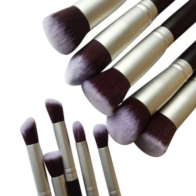 OutTop Hot Sale 10PCS/SET Black Silver Cosmetic Brush Set Powder Eyeshadow Tool Professional Wooden Handle Feb11 | Красота и здоровье