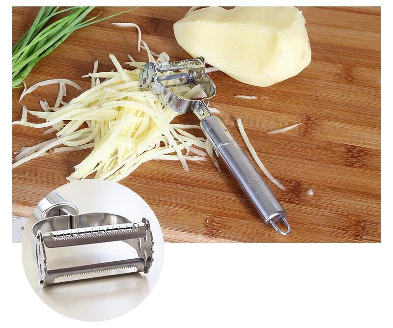 Rotatable Peeler Vegetable Julienne Peeler Stainless Steel Julienne Slicer for Fruit With Cleaning Brush08