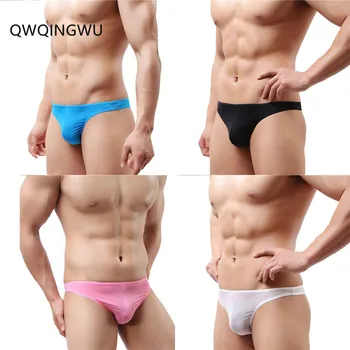 

4PCS Men Underwear Causal Comfortable Polyester Briefs Solid Mini Panties Sexy Pouch Tight Underpants Mens Thin Low waist Briefs