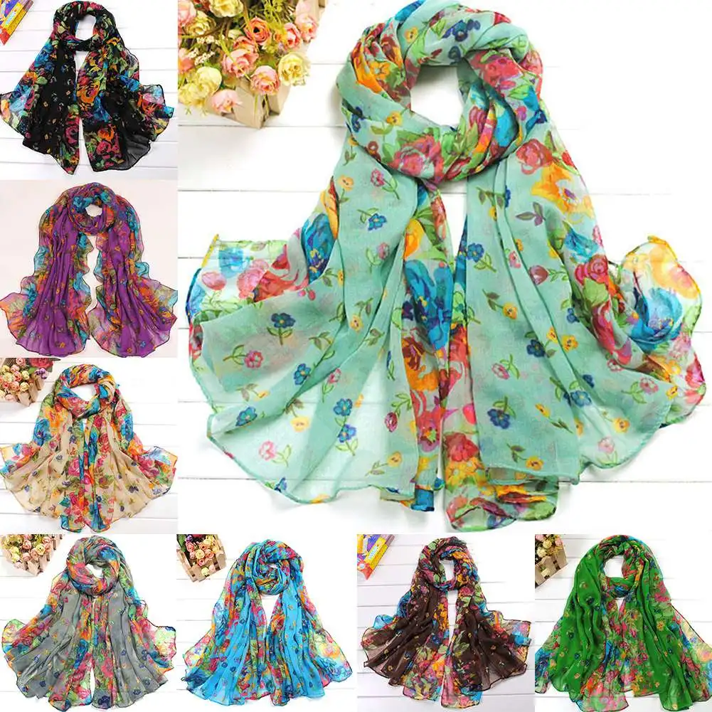 Весенний женский шарф, женский разноцветный цветочный женский шарф с принтом, длинная мягкая шаль, палантин из пашмины