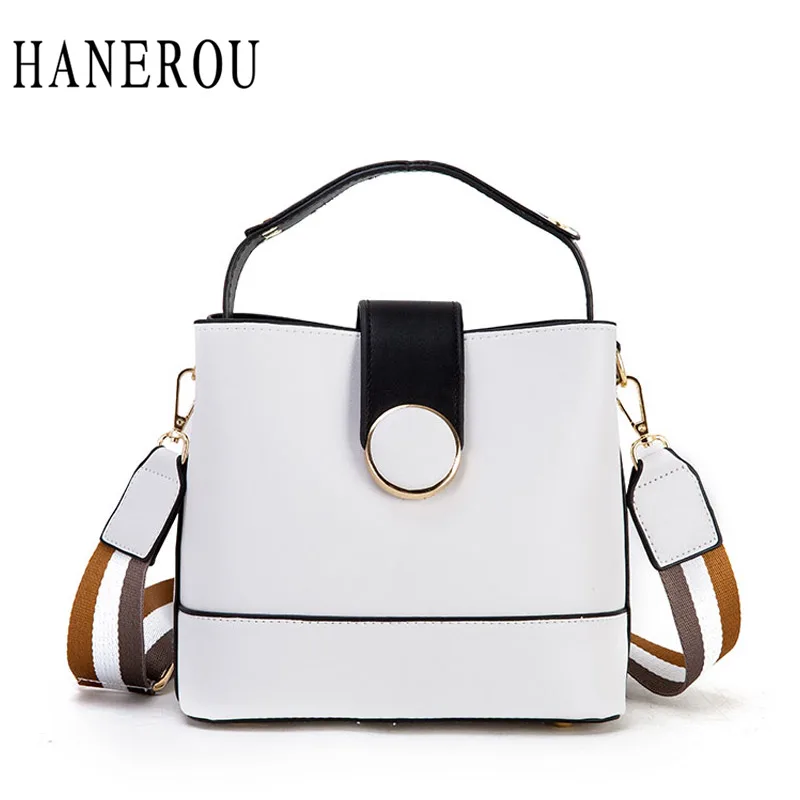 

HANEROU Summer Women Casual Shoulder Bag Handbags Solid Bucket Fashion Message Bags Small Simplicity Square Bags For Girls Bag