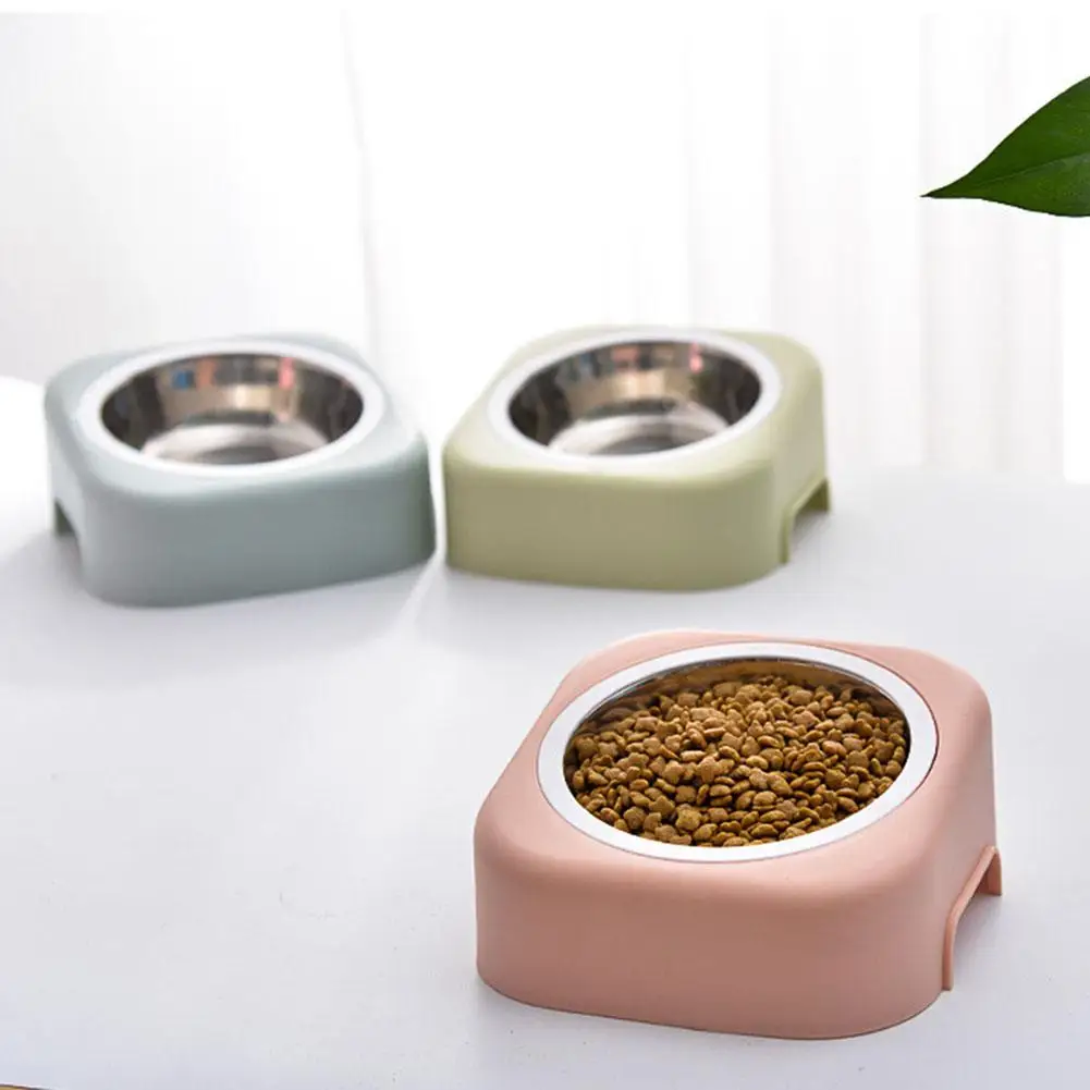

Pet Dog Bowl Stainless Steel Travel Feeding Feeder Water Food Bowl Anti-slip Cat Dish Tilted Feeder Slope Base for Pet Dog Puppy