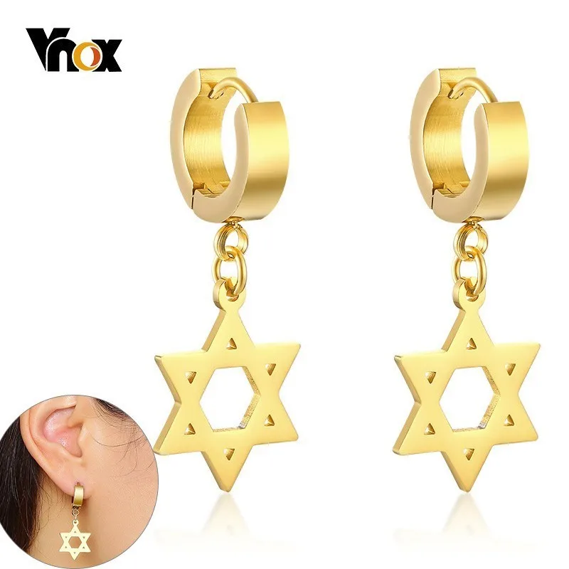 

Vnox Star of David Dangle Earrings for Women Men Stainless Steel Israel Hexagon Drop Earrings Daily Boucles d'oreilles