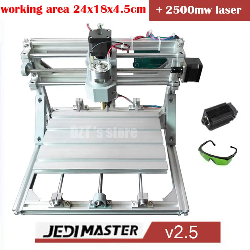 

CNC 2418+2500mw laser GRBL control Diy high power laser engraving CNC machine,3 Axis pcb Milling machine,Wood Router+2.5w laser