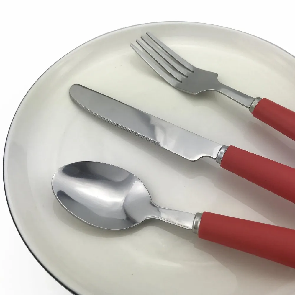 Uniturcky столовая посуда из нержавеющей стали набор детские столовые приборы матовая красная коричневая ручка вилка, нож, столовые приборы набор посуды столовое серебро