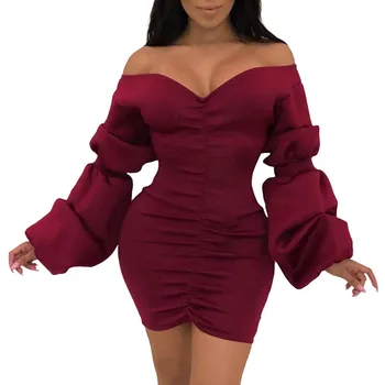 sexy dress summer Sexy Women Pleated Puff Sleeve Fold Bodycon Cocktail Party Mini Dress fashion 2019 dress sukienki damskie#g12 sexy dress summer Sexy Women Pleated Puff Sleeve Fold Bodycon Cocktail Party Mini Dress fashion 2019 dress sukienki damskie#g12