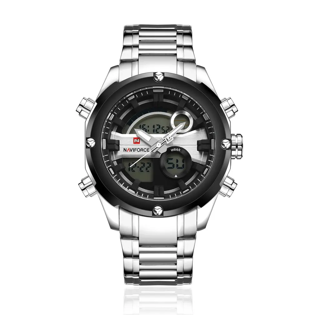 NAVIFORCE Men Stainless Steel Strap Quartz Wrist Watch Casual Sport Men Male Gentleman Wristwatch Round Dial High Quality Watch