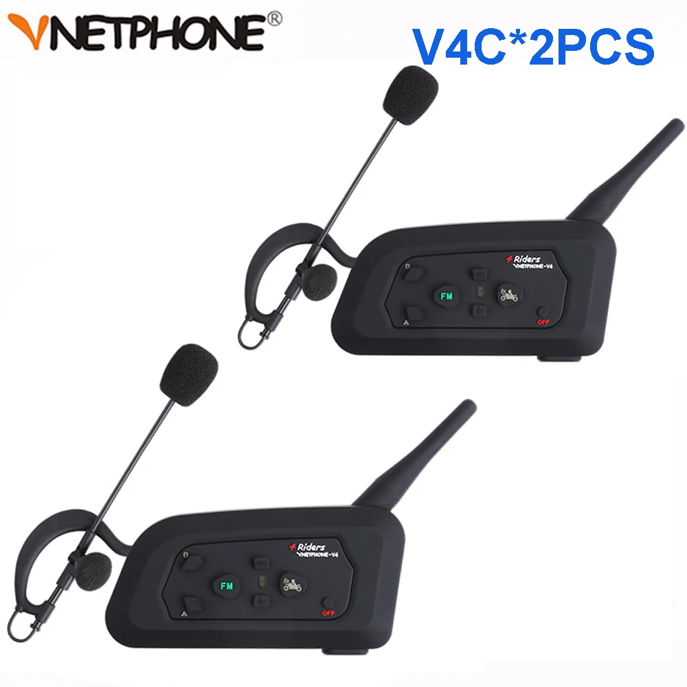 2 шт Vnetphone V4C 1200 м полнодуплексный футбольный рефери, гарнитура, Bluetooth наушники с fm-радио, BT, переговорные наушники