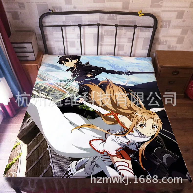 120*200 см японское аниме меч искусство онлайн фланелевое одеяло на кровать манты для ванной плюшевое полотенце кондиционер спальный чехол постельные принадлежности