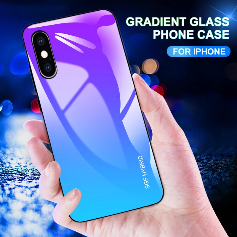 

for i phone xr Gradient glass phone case for iphone x xs max xr 6 6s 7 8 plus Soft Silicone Case ipone sxmax iphon xr 5 5s Cover