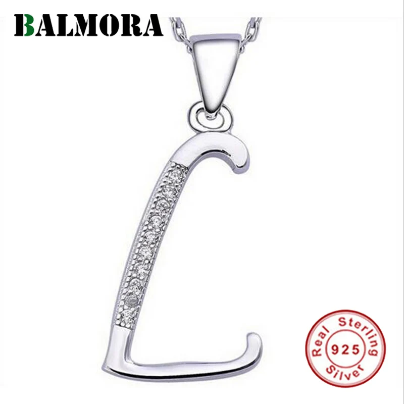 

BALMORA Letter L 100% Real 925 Sterling Silver Pendants for Women Men Accessories Gifts Fashion Silver Jewelry Without a Chain