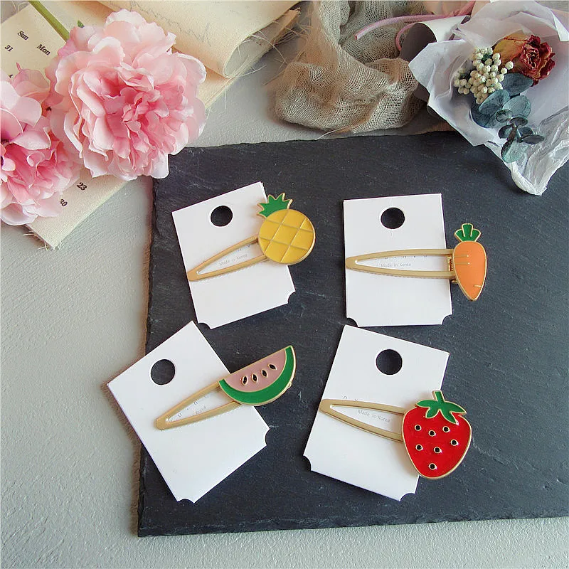 

HZ 2019 Alloy Fruit Cute Summer Strawberry Watermelon Hair Clip Hair Grip Hairpin Barrettes Girl Hair Accessories for Women