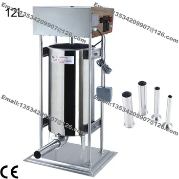 

Free Shipping Stainless Steel 12L Electric Auto Sausage Salami Maker Sausage Filler Machine Sausage Stuffer w/ 4 Stuffing Funnel