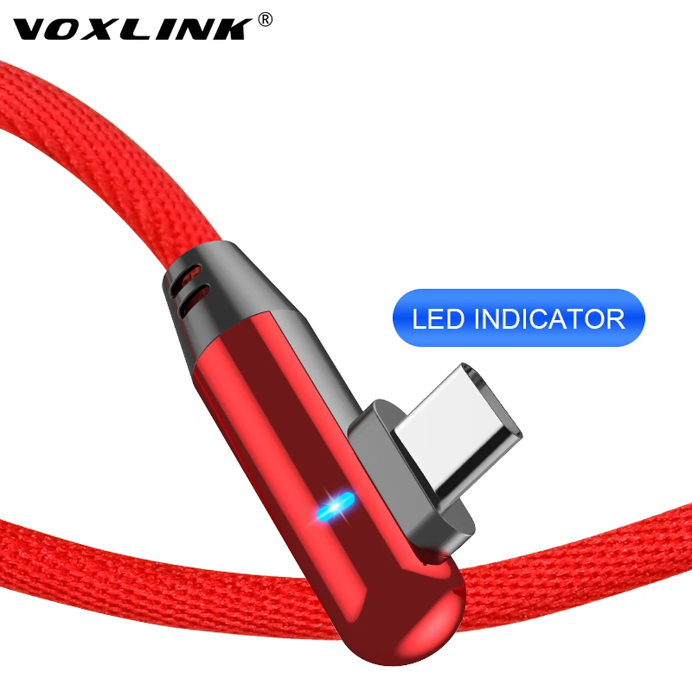 

VOXLINK USB Type C 90 Degree Fast Charging usb c cable Type-c data Cord Charger usb-c For Samsung S8 S9 Note 9 8 Xiaomi mi8 mi6