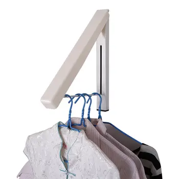 

New Upgrade Stainless Invisible Folding Wall Hanger Mount Retractable Indoor Clothes Rack Rack Clothers Organizationn Set