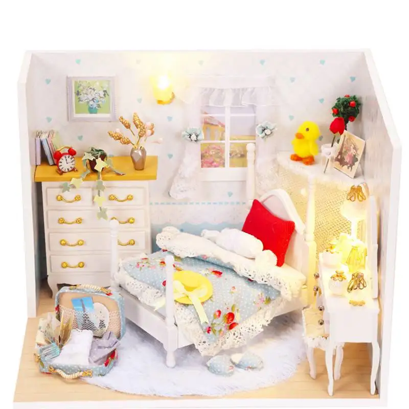 

Exquisite DIY Hut Dreamy DIY Dollhouse Toys Miniature Princess Room Lovely Wooden Hut Assemble Kits Birthday Gift For Girl Child