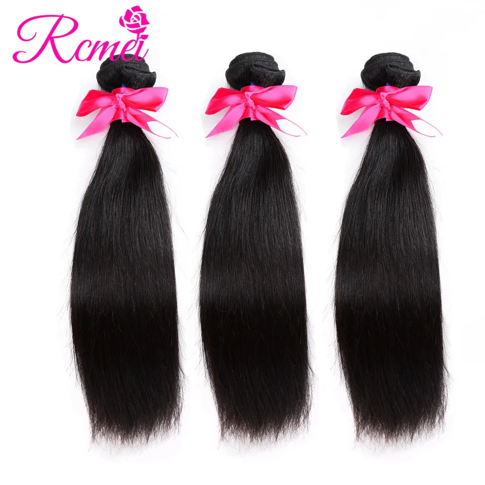 Rcmei Peruvian Straight Hair 360 Lace Frontal With Bundles 3 Bundles With 360 Lace Frotnal 22x4x2Inch Pre Plucked With Baby Hair