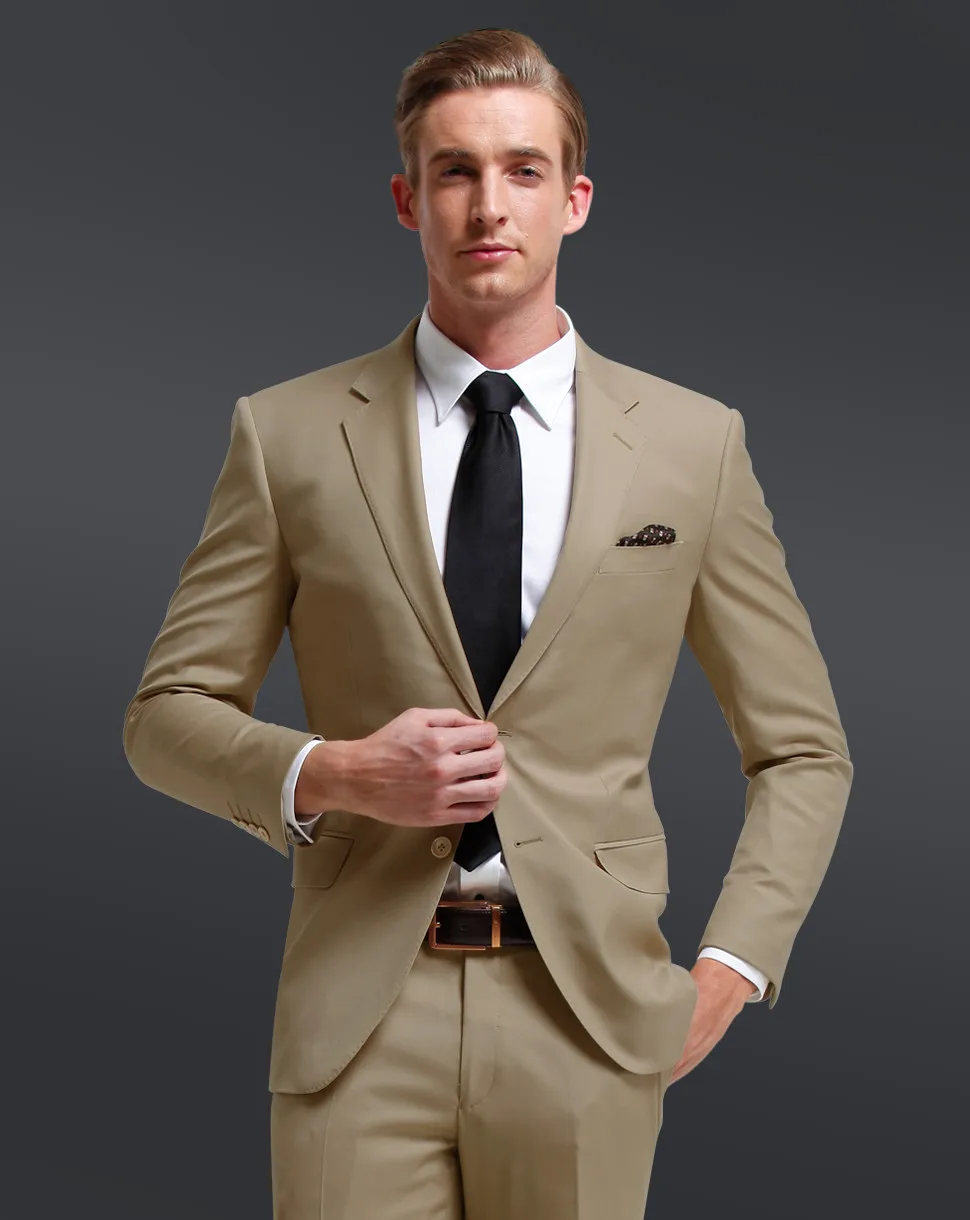 Новое поступление высокое качество бизнес-мужские регулярные костюмов( пальто+ брюки) мужские жениха подходящие жениха костюм - Цвет: Хаки