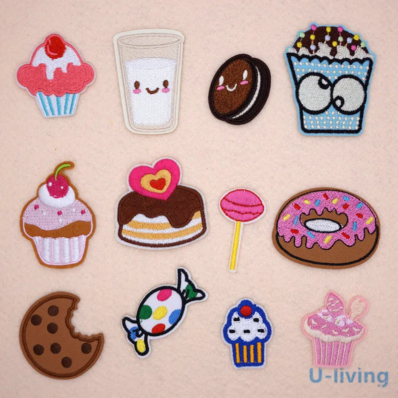 1Pcs Mix foods Patches for Clothing Iron on Embroidered Sew Applique