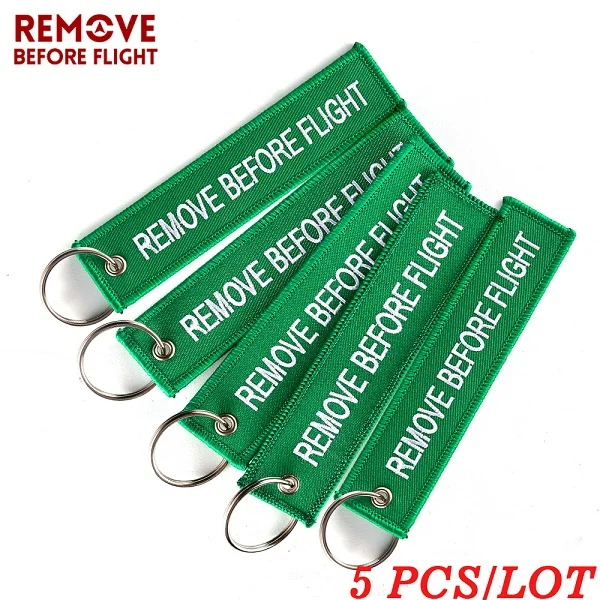 POMPOM 5pcs/lot Remove Before Flight Keychains for Aviation Gifts OEM Key Chains Embroidery Chain Keyring Key Chaveiro Jewelry green
